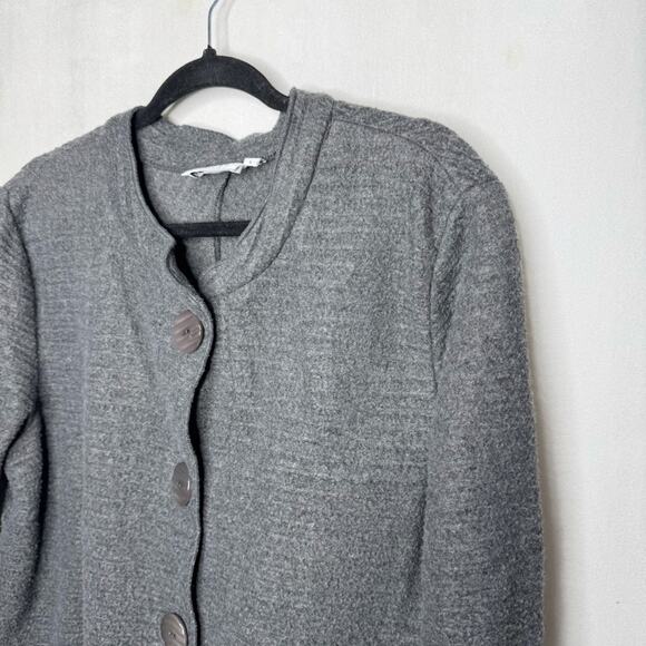 HABITAT / gray plush fuzzy button up cardigan sweater jacket / L - Picture 3 of 9